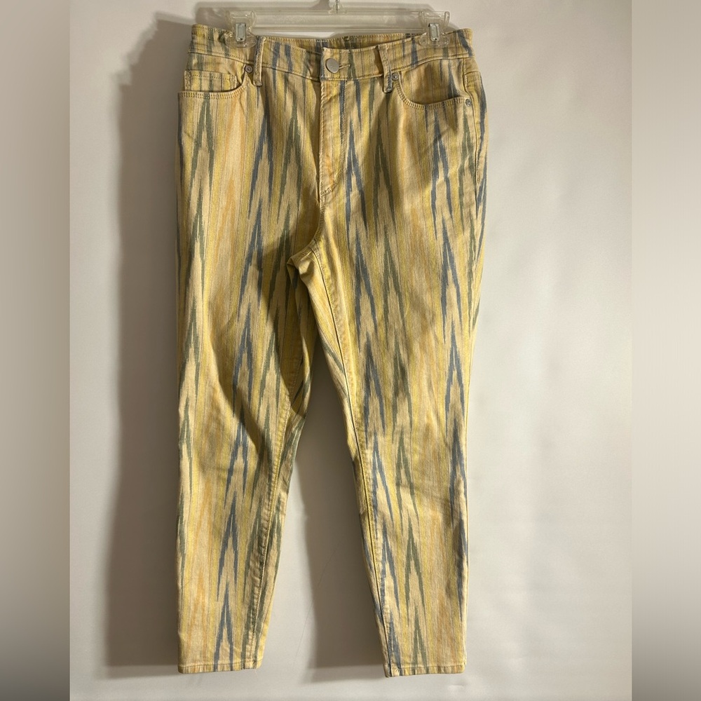 ANN TAYLOR LOFT MODERN SKINNY ANKLE CHEVRON STYLE PRINT BEIGE/SAND COLOR JEANS 6